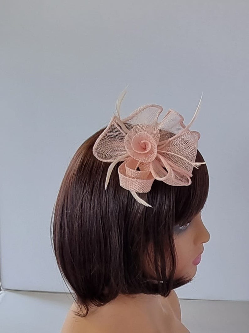 New Pale Pink Small size Fascinator with clip For wedding day ,Womens Day image 5
