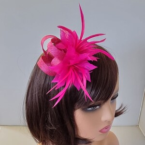 New Hot Pink Colour Small size Fascinator with clip For wedding day ,Womens Day image 3