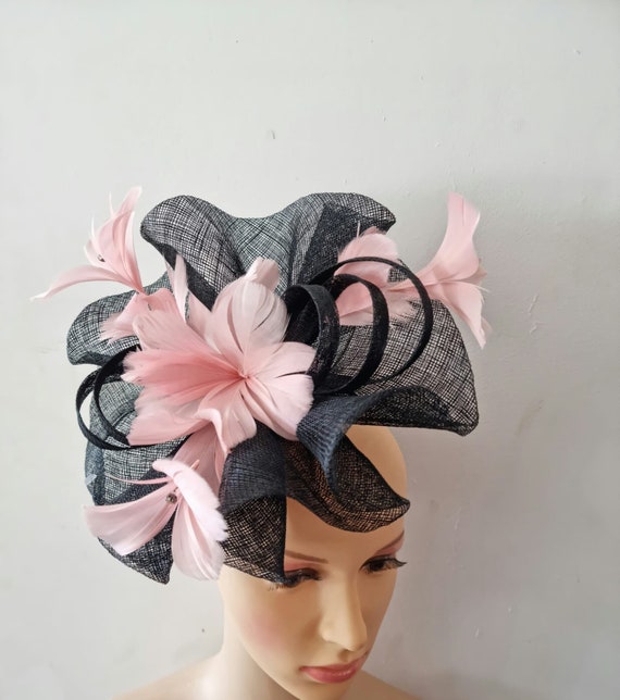 Light Pink Fascinator Sinamay Curls 