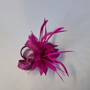 New Magenta Colour Small size Fascinator with clip For wedding day ,Womens Day image 3