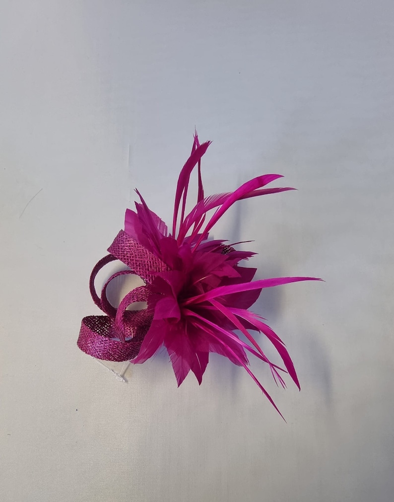 New Magenta Colour Small size Fascinator with clip For wedding day ,Womens Day image 3