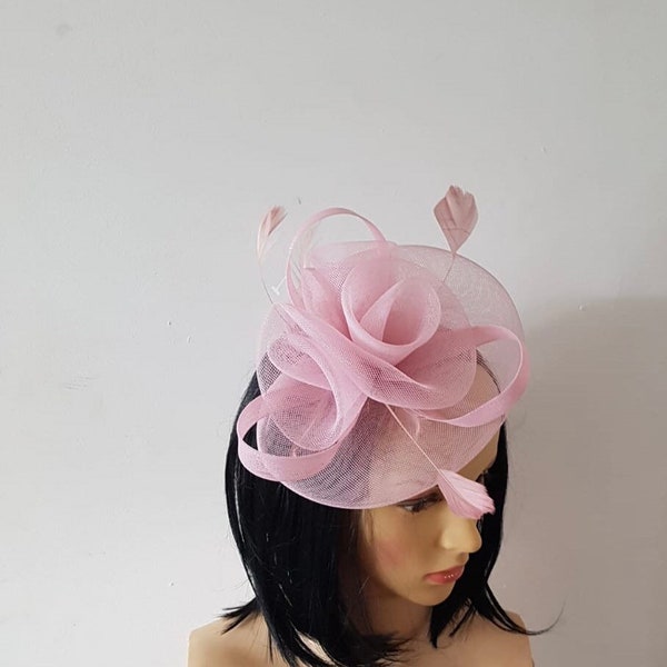Light Pink ,Blush Pink Fascinator With Flower Headband and Clip Wedding Hat,Royal Ascot Ladies Day