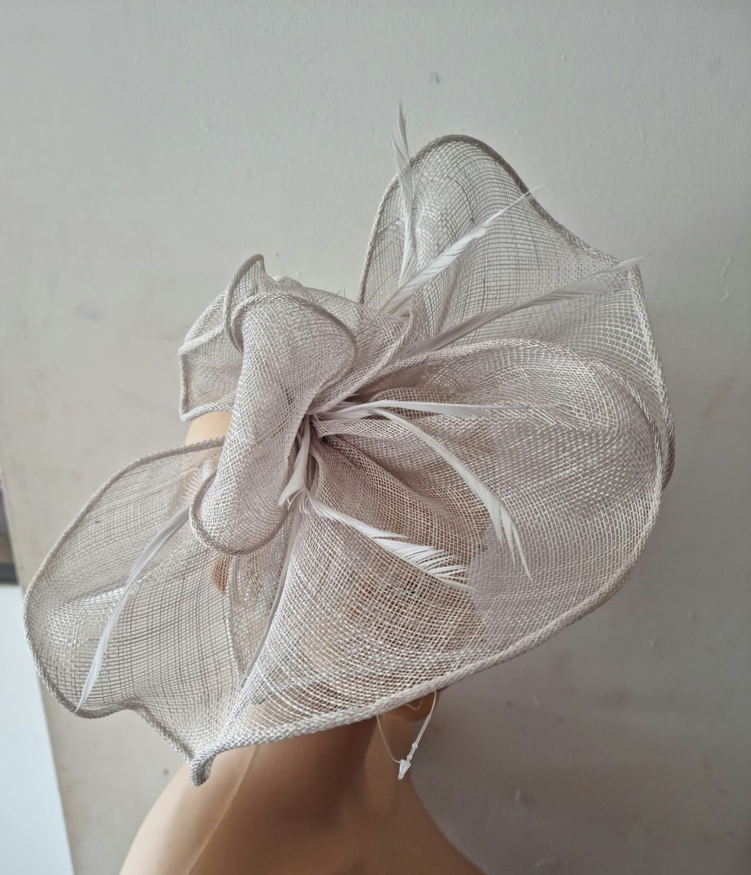 Light Grey Fascinator With Flower Headband and Clip Wedding Etsy