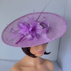 Lilac Purple ,Light Purple Colour Large Fascinator With Flower Headband Wedding Hat,Royal Ascot Ladies Day image 2