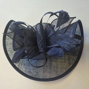 Navy Blue Fascinator With Flower Headband and Clip Wedding Hat,Royal Ascot Ladies Day image 5