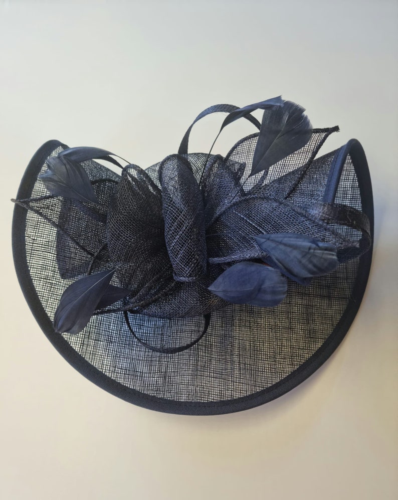 Navy Blue Fascinator With Flower Headband and Clip Wedding Hat,Royal Ascot Ladies Day image 5