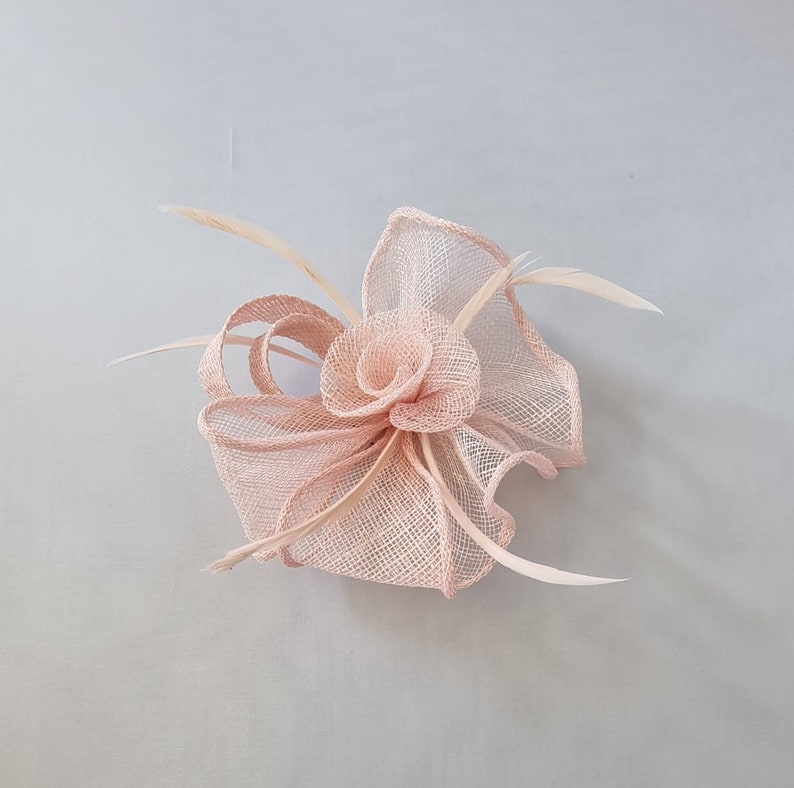New Pale Pink Small size Fascinator with clip For wedding day ,Womens Day image 3