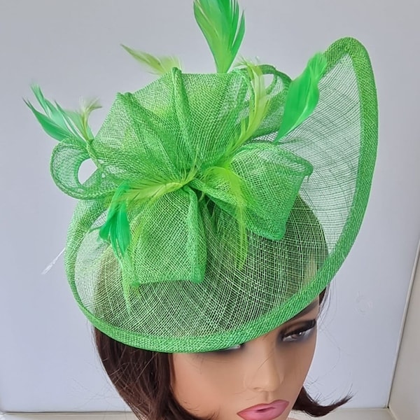 Bright Green Colour Fascinator With Flower Headband and Clip Wedding Hat,Royal Ascot Ladies Day