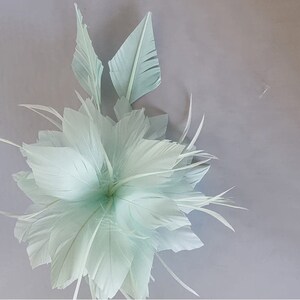 Nouveau fascinateur Aqua Color avec bandeau à fleurs et clip pour mariage, Royal Ascot Ladies Day Petite taille image 4