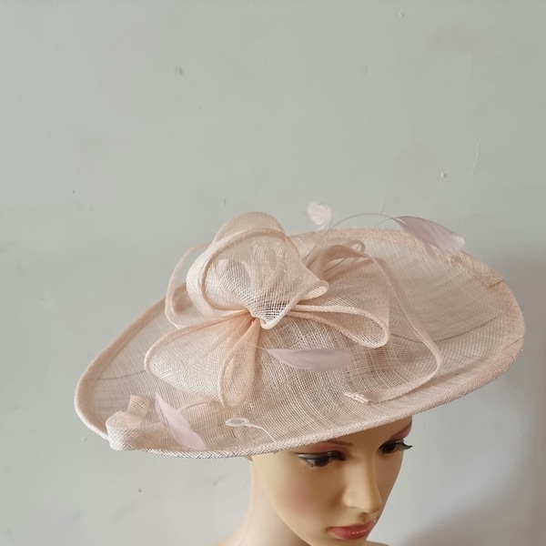 Light Pink ,Pale Pink Colour Large Fascinator With Flower Headband Wedding Hat,Royal Ascot Ladies Day