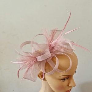 Light Pink ,Blush Pink Fascinator With Flower Headband and Clip Wedding Hat,Royal Ascot Ladies Day small size image 3