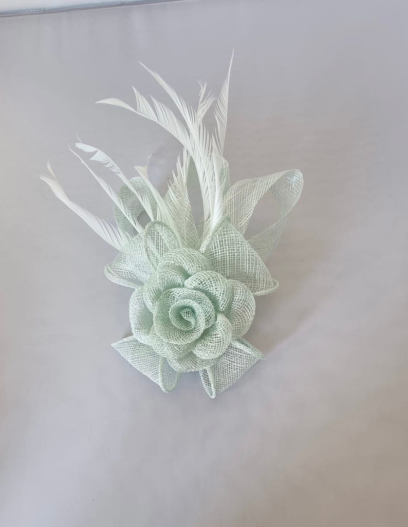 New Aqua Colour Fascinator With Flower Headband and Clip Wedding Hat,Royal Ascot Ladies Day Small size image 4