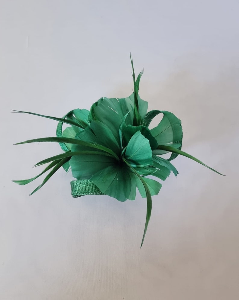 New Forest Green Colour Small size Fascinator with clip For wedding day ,Womens Day image 1