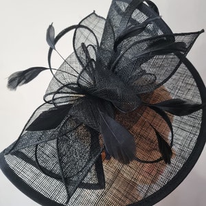 Black Fascinator With Flower Headband and Clip Wedding Hat,Royal Ascot Ladies Day image 3