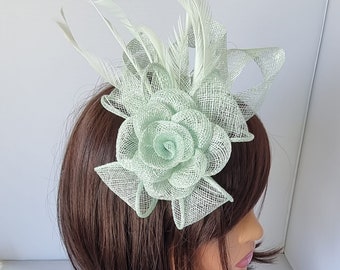 New Aqua Colour Fascinator With Flower Headband and Clip Wedding Hat,Royal Ascot Ladies Day Small size