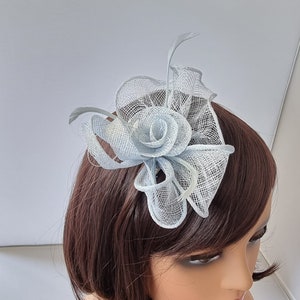 New Pale Blue,Baby Blue Small size Fascinator with clip For wedding day ,Womens Day image 2