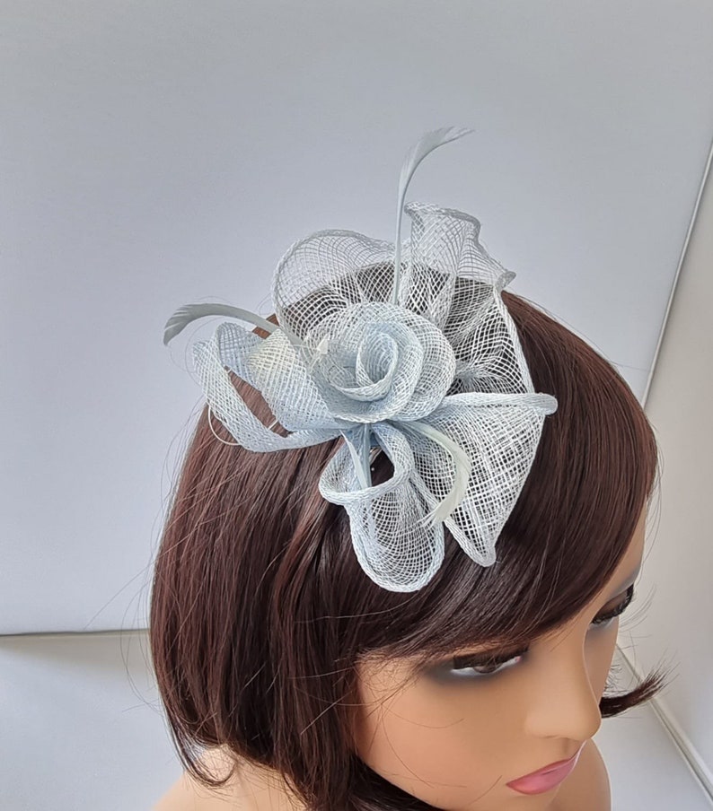 New Pale Blue,Baby Blue Small size Fascinator with clip For wedding day ,Womens Day image 2