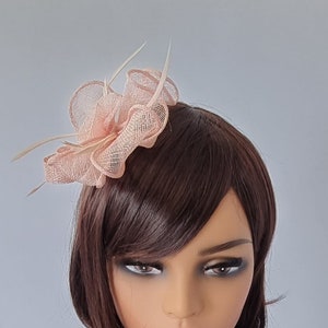 New Pale Pink Small size Fascinator with clip For wedding day ,Womens Day image 2