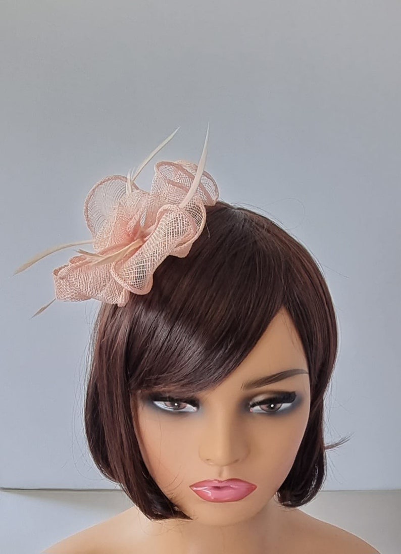 New Pale Pink Small size Fascinator with clip For wedding day ,Womens Day image 2