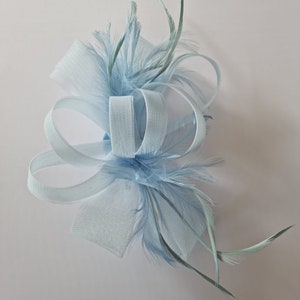 Baby Blue,Light Blue ,Pale Blue Fascinator With Flower Headband and Clip Wedding Hat,Royal Ascot Ladies Day Small size image 4