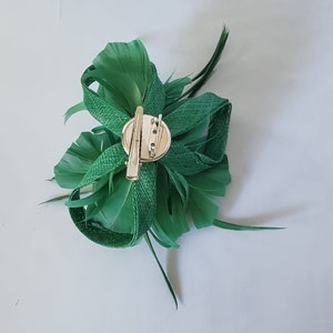 New Forest Green Colour Small size Fascinator with clip For wedding day ,Womens Day image 3