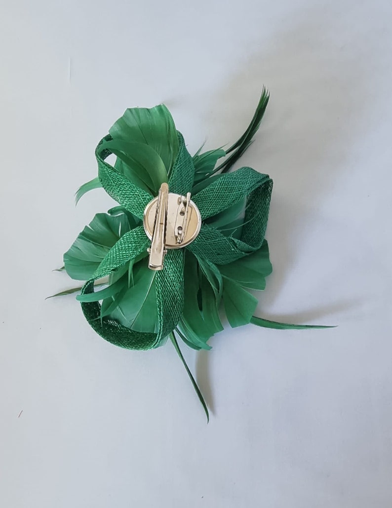 New Forest Green Colour Small size Fascinator with clip For wedding day ,Womens Day image 3