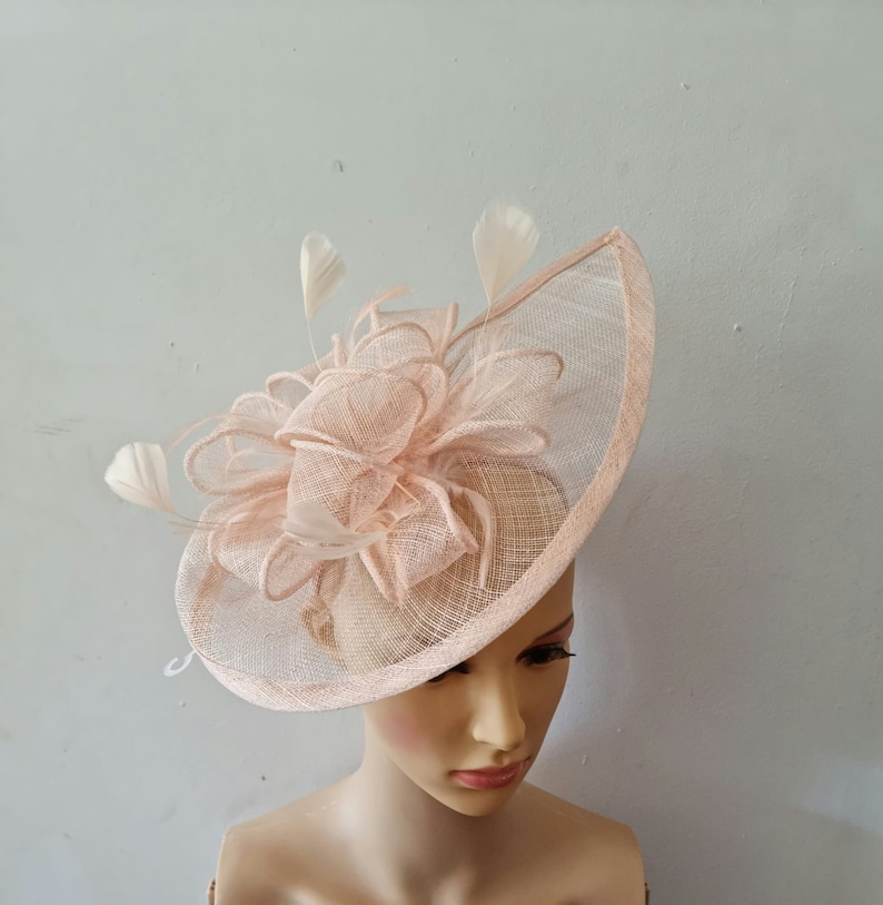 Champagne Colour Fascinator With Flower Headband Wedding Hat,Royal Ascot Ladies Day image 3