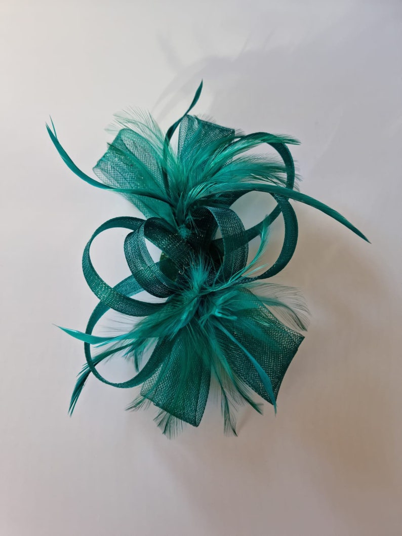 Dark Green Fascinator With Flower Headband and Clip Wedding Etsy