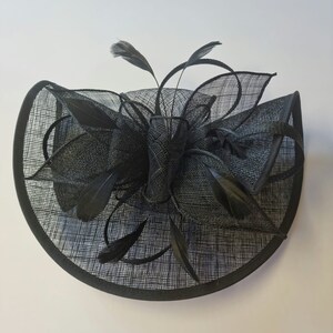 Black Fascinator With Flower Headband and Clip Wedding Hat,Royal Ascot Ladies Day image 4