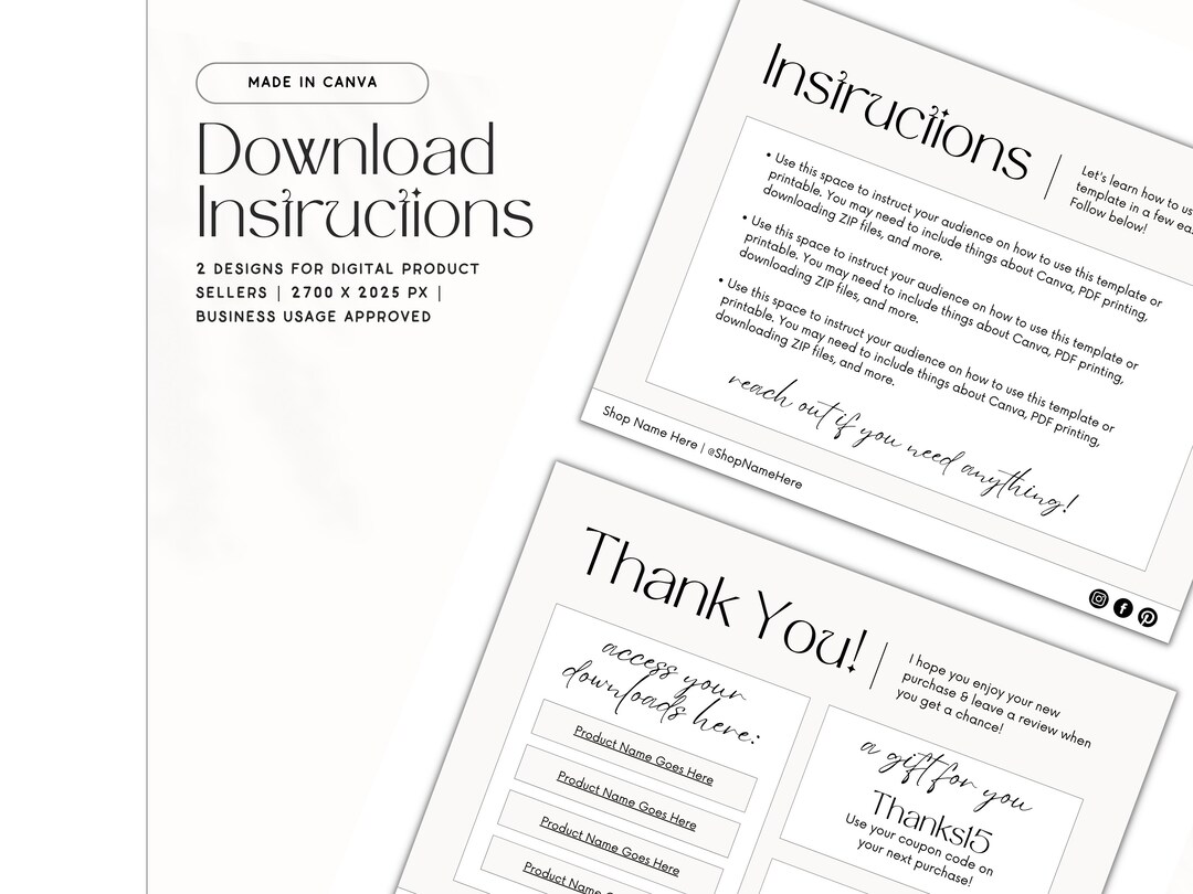 Digital Download Instructions Template Digital Product Seller Templates