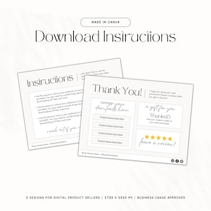 Digital Download Instructions Template | Digital Product Seller Templates | Digital Mockups | Canva Link To Digital Products | Download