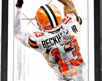 Odell Beckham Jr Poster - Cleveland Browns - Canvas Print, Wall Art, Sports Art Print, Football Poster, Kids Decor, Man Cave, Gift, Modern