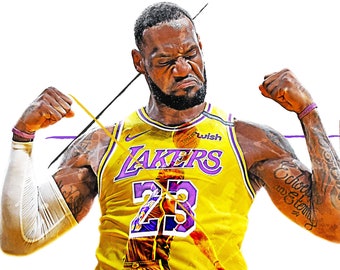 Lebron James Poster - Los Angeles Lakers - Wall Art, Art Print, Sports Art, Kids Decor, Man Cave, Gift, Basketball Poster, Sports Print