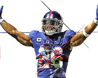 Saquon Barkley Poster - New York Giants - Wall Art, Art Print, Sports Art, Kids Decor, Man Cave, Gift, Football Poster, Sports Print