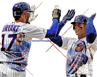 Kris Bryant and Anthony Rizzo Poster - Chicago Cubs - Wall Art, Sports Art, Kids Decor, Man Cave, Gift, Baseball Poster, Sports Print