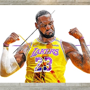 Lebron James Poster - Los Angeles Lakers - Wall Art, Art Print, Sports Art, Kids Decor, Man Cave, Gift, Basketball Poster, Sports Print