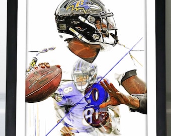 Lamar Jackson Poster - Baltimore Ravens - Canvas Print, Wall Art, Sports Art, Kids Decor, Man Cave, Gift, Football Poster, Sports Print