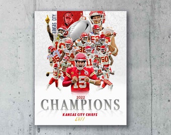 Kansas City Chiefs Canvas Print - Super Bowl 57 Champions - Wall Art, Sports Art Print, Kids Decor, Man Cave, Canvas Art, Football Poster
