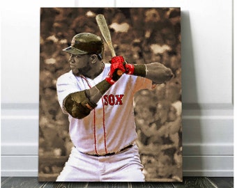 David Ortiz Canvas Print - Boston Red Sox - Wall Art, Sports Art Print, Kids Decor, Man Cave, Gift, Baseball Poster