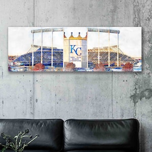 Kauffman Stadium Canvas Print - Kansas City Royals - Wall Art, Sports Art Print, Kids Decor, Man Cave, Canvas Art, Gift, Baseball Poster