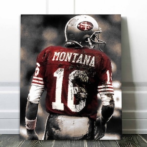Joe Montana Canvas Print - San Francisco 49ers - Wall Art, Sports Art Print, Kids Decor, Man Cave, Gift, Football Poster