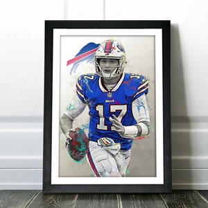 Josh Allen Poster - Buffalo Bills - Canvas Print, Wall Art, Sports Art Print, Football Poster, Kids Decor, Man Cave, Gift, Modern