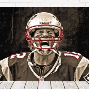 Tom Brady Canvas Print - New England Patriots - Wall Art, Sports Art Print, Kids Decor, Man Cave, Gift, Football Poster