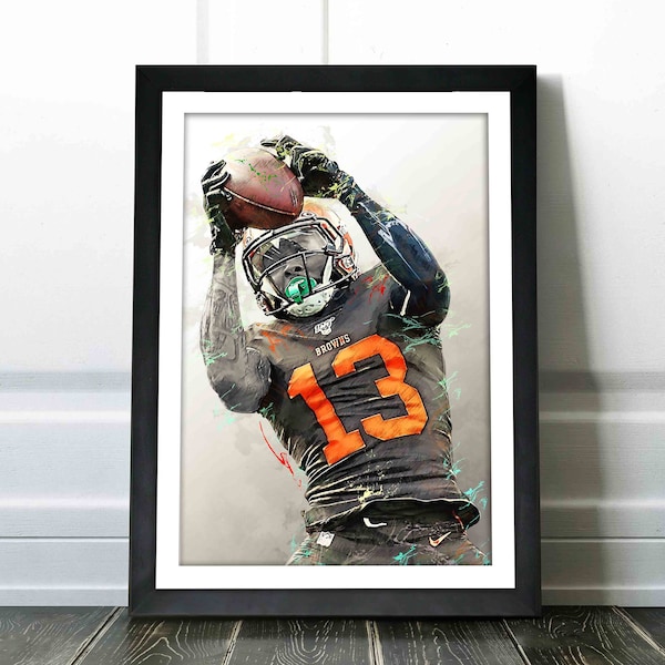 Odell Beckham Jr Poster - Cleveland Browns - Canvas Print, Wall Art, Sports Art Print, Football Poster, Kids Decor, Man Cave, Gift, Modern