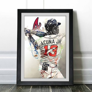 Ronald Acuna Jr Poster - Atlanta Braves - Canvas Print, Wall Art, Sports Art Print, Baseball Poster, Kids Decor, Man Cave, Gift, Modern