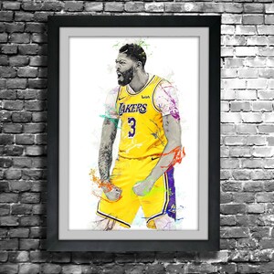 Anthony Davis Poster - Los Angeles Lakers - Wall Art, Sports Art Print, Basketball Poster, Kids Decor, Man Cave, Gift, Modern