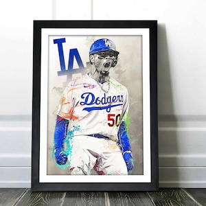 Mookie Betts Poster - Los Angeles Dodgers - Canvas Print, Wall Art, Sports Art Print, Baseball Poster, Kids Decor, Man Cave, Gift, Modern