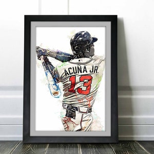 Ronald Acuna Jr Poster - Atlanta Braves - Canvas Print, Wall Art, Sports Art Print, Baseball Poster, Kids Decor, Man Cave, Gift, Modern