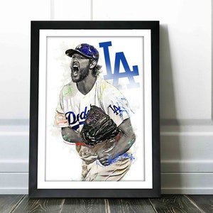 Clayton Kershaw Poster - Los Angeles Dodgers - Canvas Print, Wall Art, Sports Art Print, Baseball Poster, Kids Decor, Man Cave, Gift, Modern
