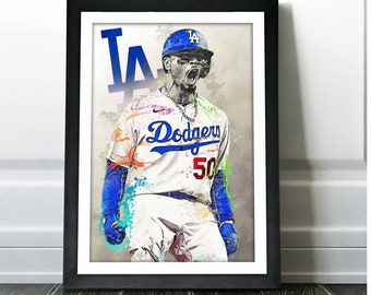 Mookie Betts Poster - Los Angeles Dodgers - Canvas Print, Wall Art, Sports Art Print, Baseball Poster, Kids Decor, Man Cave, Gift, Modern